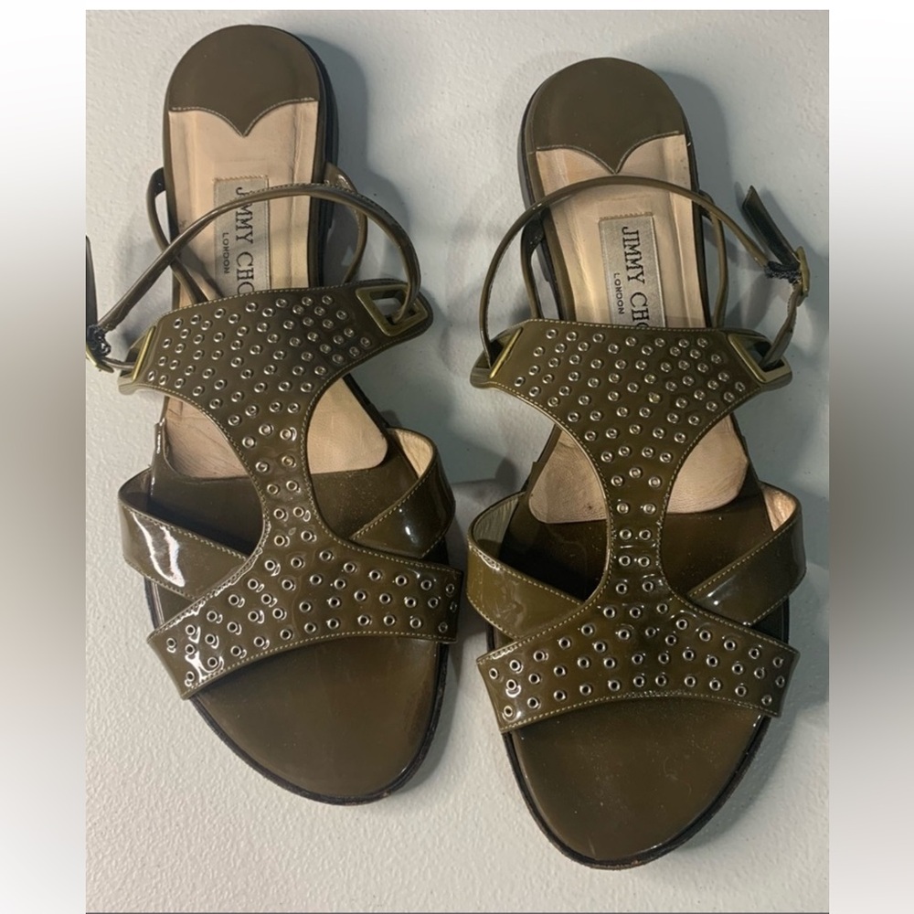 Jimmy Choo Studded Olive Sandals
